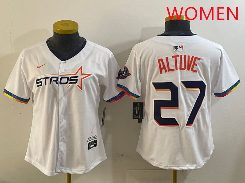Women Houston Astros #27 Altuve White Fourth generation Joint Name 2025 Nike MLB Jersey style 1->women mlb jersey->Women Jersey